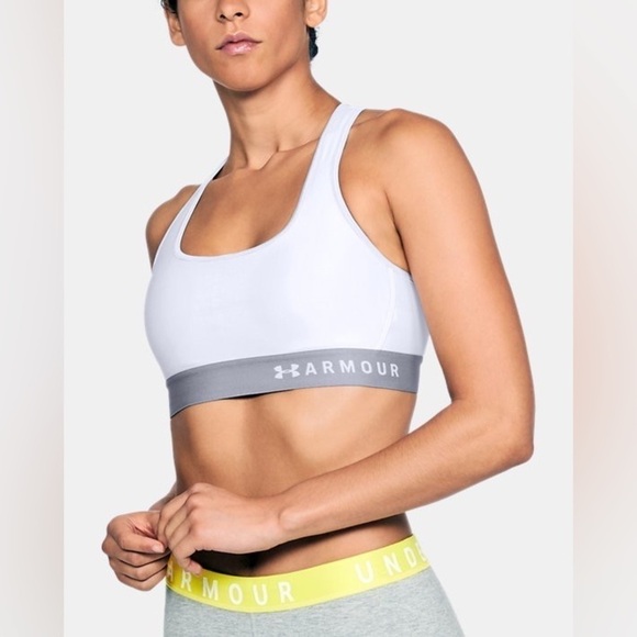 Under Armour White Gray Crossback Compression Sports Bra sz Small - Picture 1 of 7